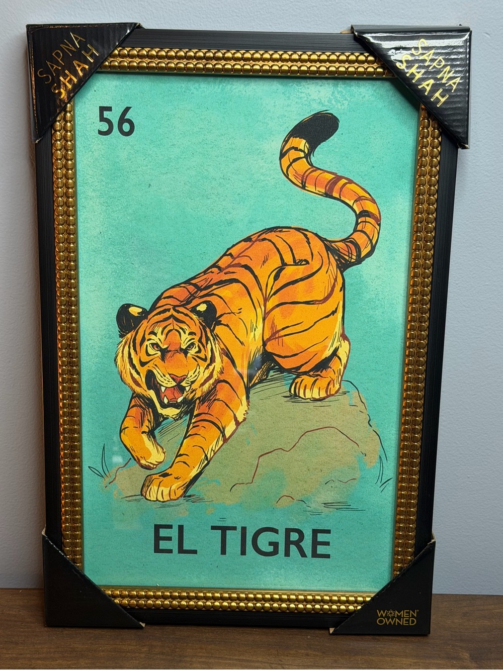 Bold Sapna Shah “El Tigre” Lotería artwork – 18” x 12”